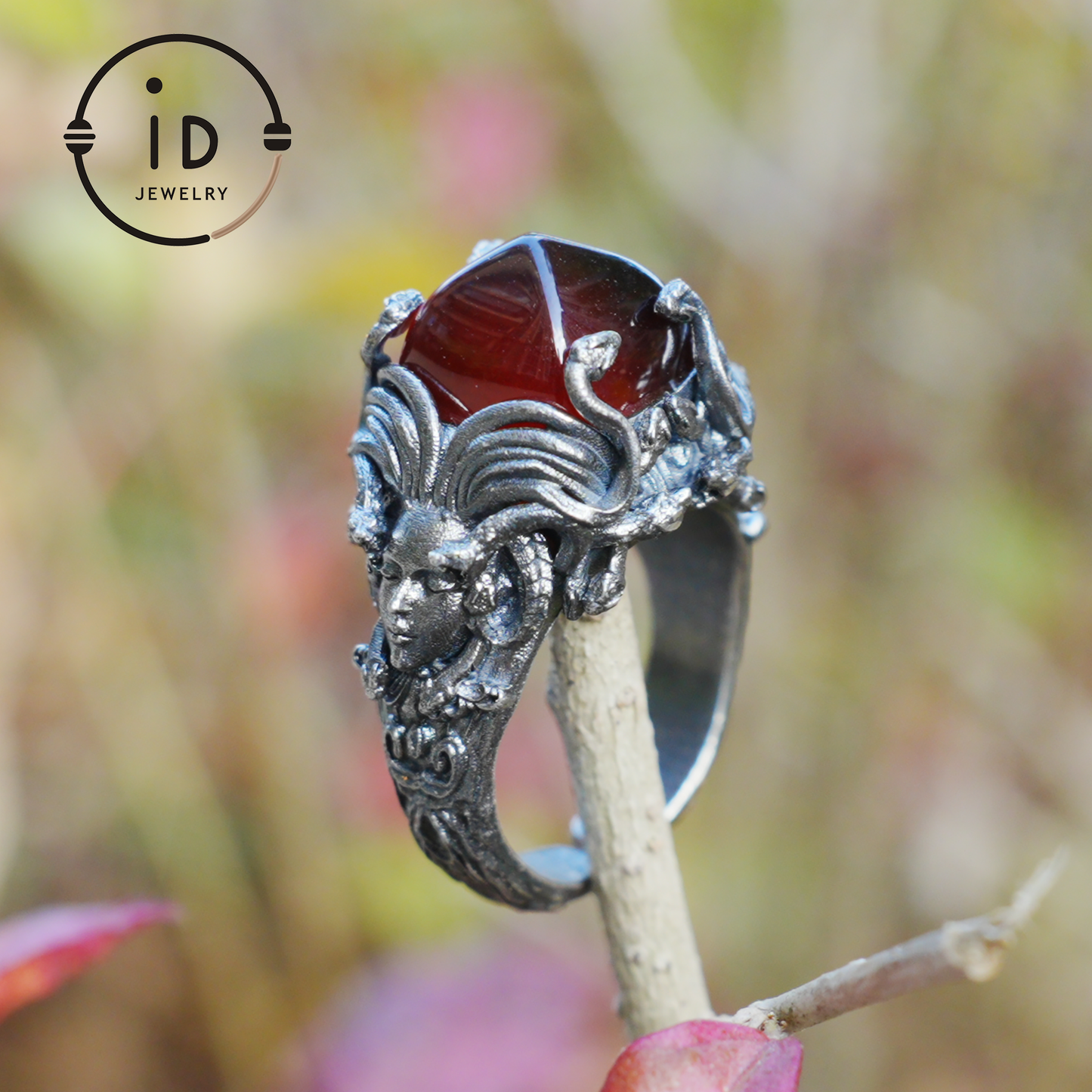 Handgefertigter Gothic Ring | Mystischer Schmuck mit Achat | Barockstil 