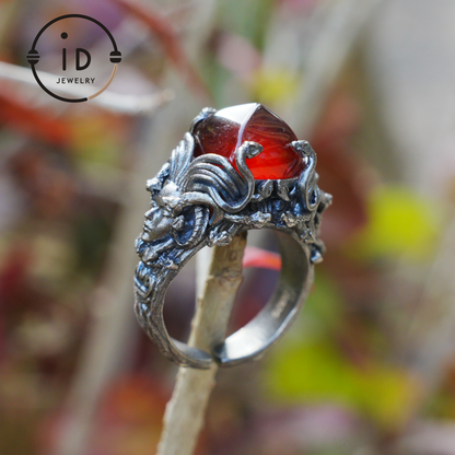 Handgefertigter Gothic Ring | Mystischer Schmuck mit Achat | Barockstil 
