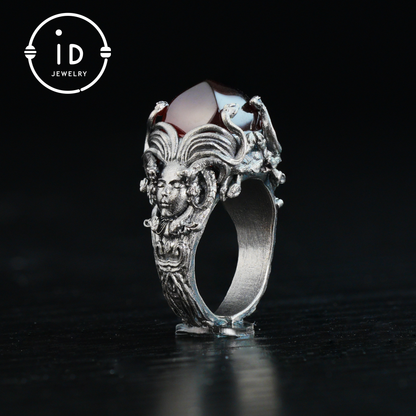 Handgefertigter Gothic Ring | Mystischer Schmuck mit Achat | Barockstil 