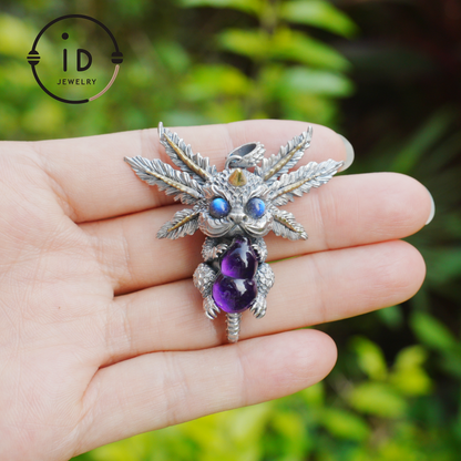Dream Dragon Messenger Pendant "Eye of the Nightwatch" · Spirit Totem Guardian Jewelry · Handmade Mystic Silver Amulet
