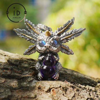 Dream Dragon Messenger Pendant "Eye of the Nightwatch" · Spirit Totem Guardian Jewelry · Handmade Mystic Silver Amulet