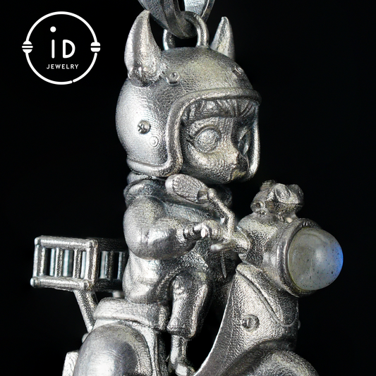 Mystischer Nachtreiter-Anhänger mit Labradoritlicht, handgefertigte Talisman-Halskette, Fantasy-Schmuck für Suchende nach innerer Reise