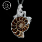 Meerjungfrau Muschel Fossil Anhänger, Handgefertigtes Meeresgöttin Amulett, Spiritueller Schutzschmuck, Mythisches Kunstdesign, Sirenenmeer Geschenk