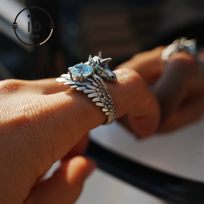Handgeschnitzter Ring mit mystischer Kreatur | Magischer Wächter des inneren Lichts | Traumtotem-Fantasieschmuck | Symbol der Vorstellungskraft und des Geistes