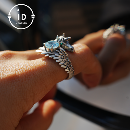 Handgeschnitzter Ring mit mystischer Kreatur | Magischer Wächter des inneren Lichts | Traumtotem-Fantasieschmuck | Symbol der Vorstellungskraft und des Geistes