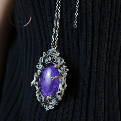 Hand-Carved Medusa Amethyst Pendant | Raised Serpent Frame in 925 Sterling Silver | Gothic Talisman for Powerful Self-Empowerment