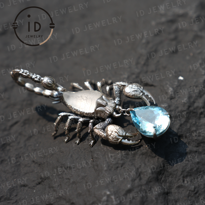 Stellar Scorpion Halskette 925 Silber Blautopas Anhänger Spiritueller Talisman Skorpion Schmuck Geschenk für Sie Astrologie Sternzeichen Schmuck
