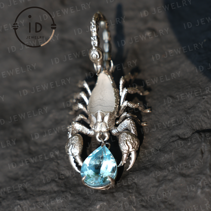 Stellar Scorpion Halskette 925 Silber Blautopas Anhänger Spiritueller Talisman Skorpion Schmuck Geschenk für Sie Astrologie Sternzeichen Schmuck