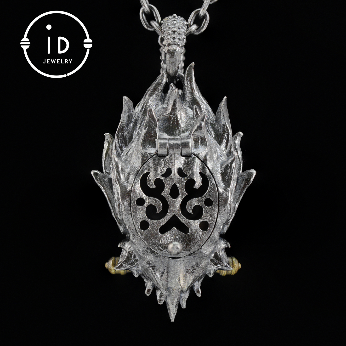 Gothic Ring Necklace Set in 925 Silver with Totem Face and Sword, Oxidized Silver Jewelry for Men, Gift for Christmas