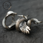 Cobra Bird Pendant Brooch, Handmade Gothic Fantasy Jewelry, Mythical Animal Battle Art Necklace