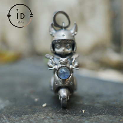Mystical Night Rider Pendant with Labradorite Light, Handmade Talisman Necklace, Fantasy Jewelry for Inner Journey Seekers