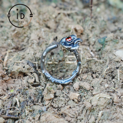 Rose Ring with Blood Red Stone, Gothic Vow Jewelry, Handmade Fantasy Amulet of Thorns and Oath, Symbolic Rose Design
