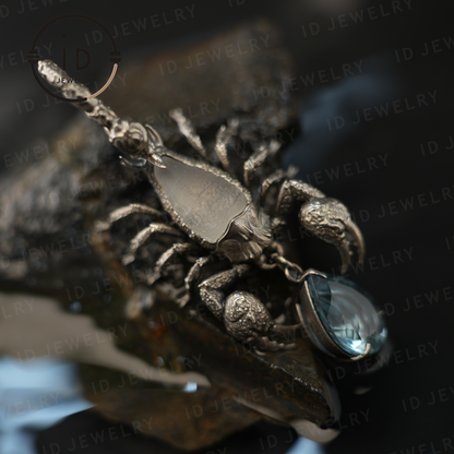 Stellar Scorpion Halskette 925 Silber Blautopas Anhänger Spiritueller Talisman Skorpion Schmuck Geschenk für Sie Astrologie Sternzeichen Schmuck