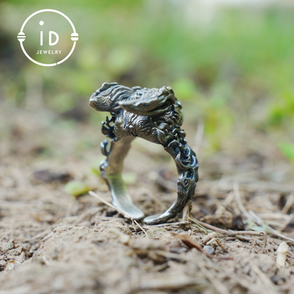 Fuchs Totem Ring mit grünen Zirkonaugen, Waldwächter Amulett, handgefertigter Tierschmuck, Mythisches Schutzsymbol