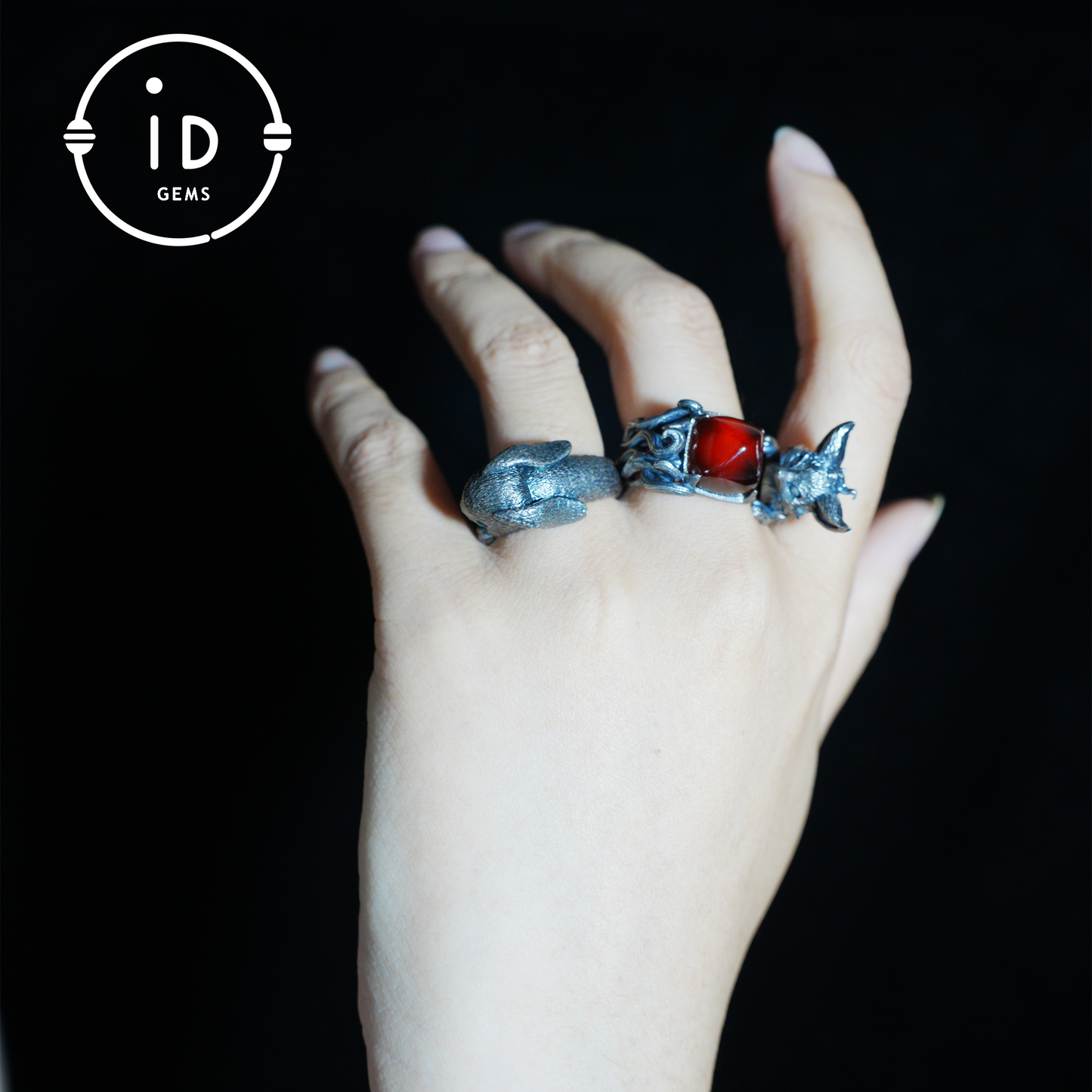 Fox Ring Garnet Protection Talisman | Fantasy Animal Jewelry | Handmade Nature Spirit Ring | Woodland Amulet for Inner Desire