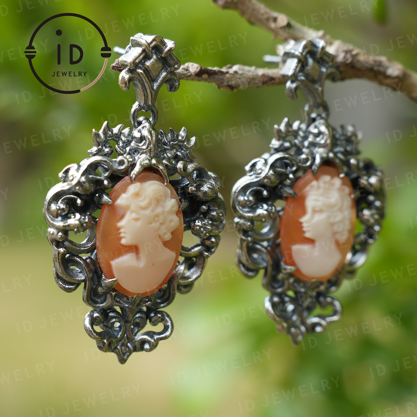 Vintage Kamee Ohrringe – Schmuck im viktorianischen Stil für Damenprofile, barockes Rahmendesign, handgemachte romantische Gothic-Geschenkohrringe 