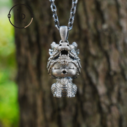 Drachenwächter Anhänger, Handgefertigtes Totem Amulett, Fantasy Spirit Kreatur Schmuck, Mythisches Tier Design, Schutzanhänger Geschenk