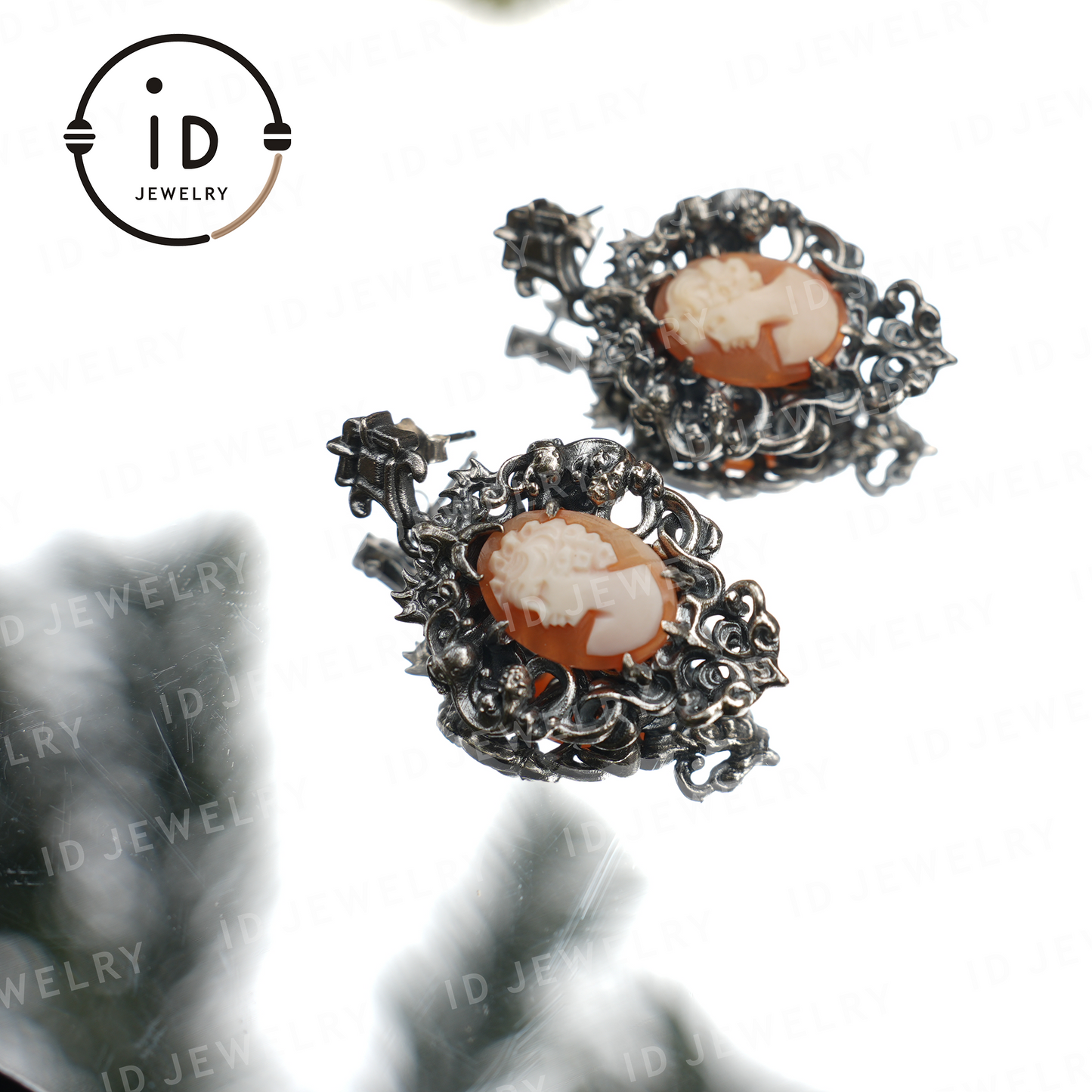 Vintage Kamee Ohrringe – Schmuck im viktorianischen Stil für Damenprofile, barockes Rahmendesign, handgemachte romantische Gothic-Geschenkohrringe 