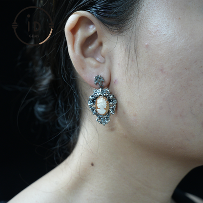 Vintage Kamee Ohrringe – Schmuck im viktorianischen Stil für Damenprofile, barockes Rahmendesign, handgemachte romantische Gothic-Geschenkohrringe 