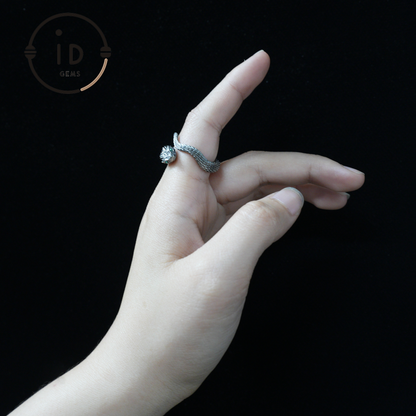 Mystischer Schlangenring, grüner Zirkon, Drachenschuppen-Design, handgefertigter Fantasy-Amulett-Schmuck, für Sammlung und Geschenk 