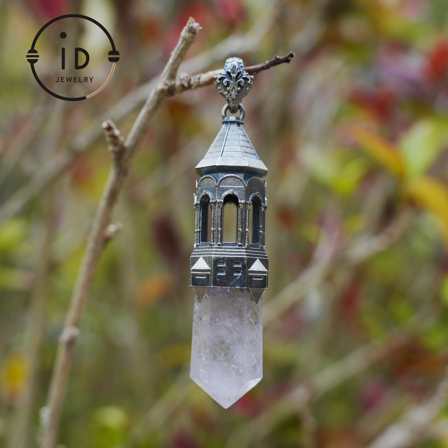 Amethyst Pendant 925 Silver, Gothic Tower Necklace, Statement Jewelry Totem Talisman, Gift for Her, Birthday Jewelry Idea