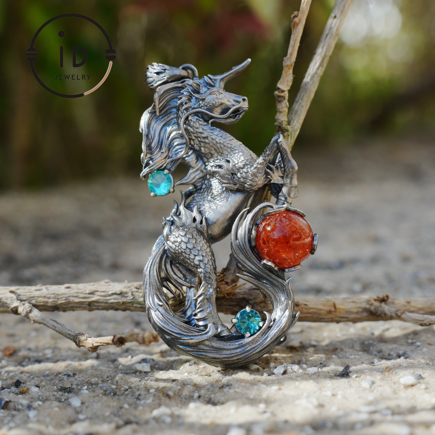 Hand-carved Fantasy Unicorn Necklace｜Wave-motif Unicorn Necklace｜Unicorn Motif Pendant｜Vintage-craft Handmade Gift