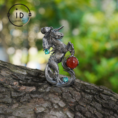 Hand-carved Fantasy Unicorn Necklace｜Wave-motif Unicorn Necklace｜Unicorn Motif Pendant｜Vintage-craft Handmade Gift