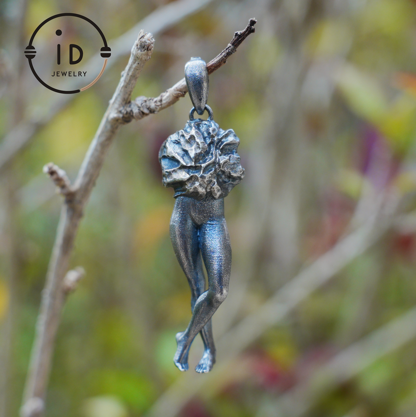 Art Sculpture Pendant Amulet, Handmade Totem Jewelry with Feminine Form and Stone Texture, Symbolic Awakening Necklace, Myth Inspired