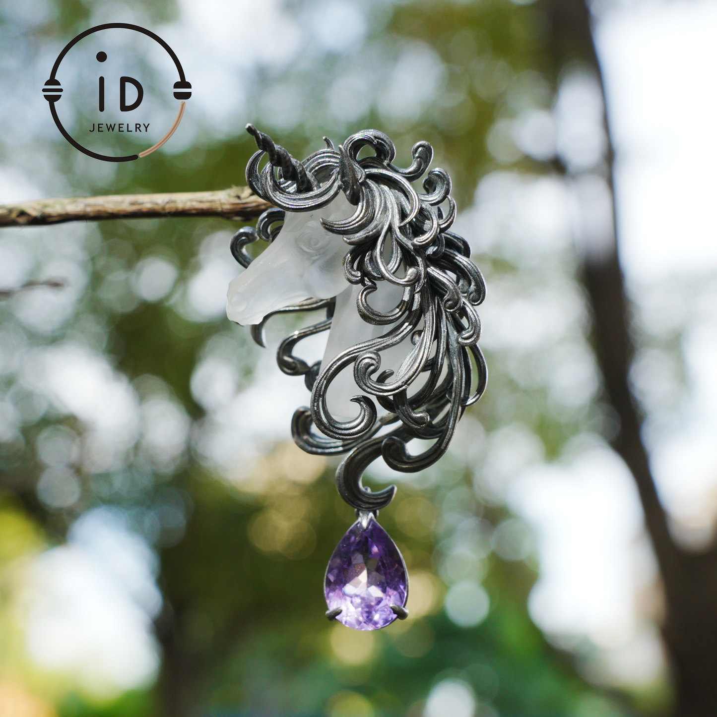 Unicorn Totem Necklace | Handmade 925 Sterling Silver | Fantasy Gift | Finely Carved Flowing Mane | Couture Artisan Silver Jewelry