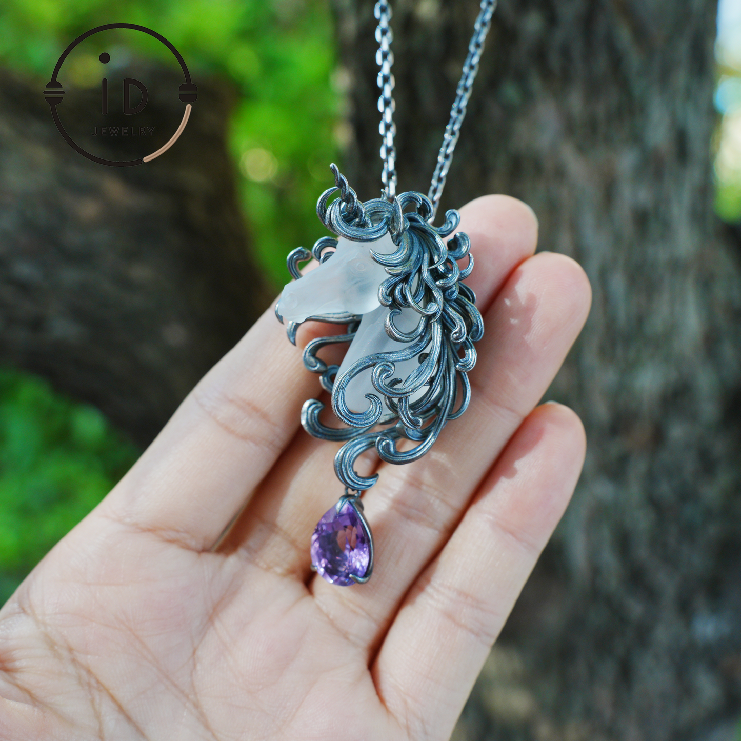 Unicorn Totem Necklace | Handmade 925 Sterling Silver | Fantasy Gift | Finely Carved Flowing Mane | Couture Artisan Silver Jewelry