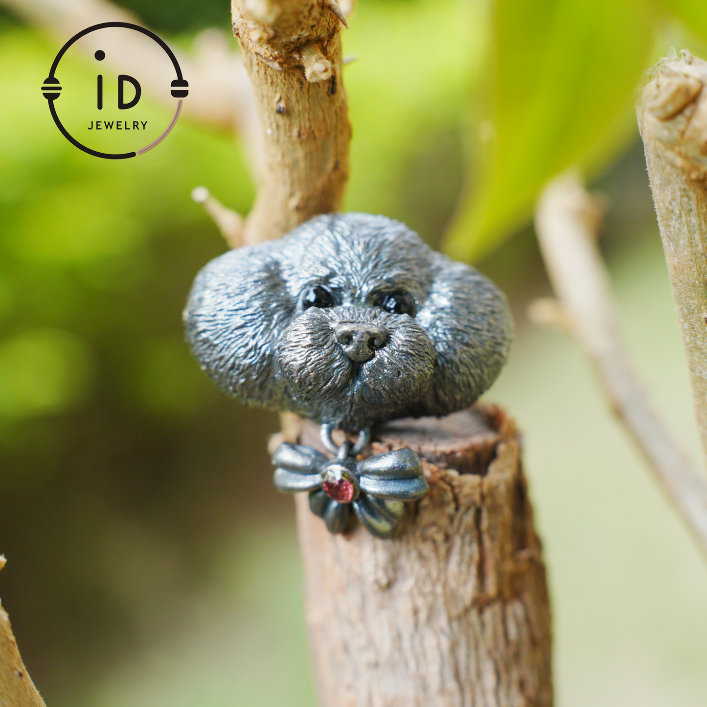 Guardian Dog Pendant, Black Onyx Emotional Amulet, Handmade Fantasy Jewelry, Night Spirit Totem, Storytelling Animal Charm