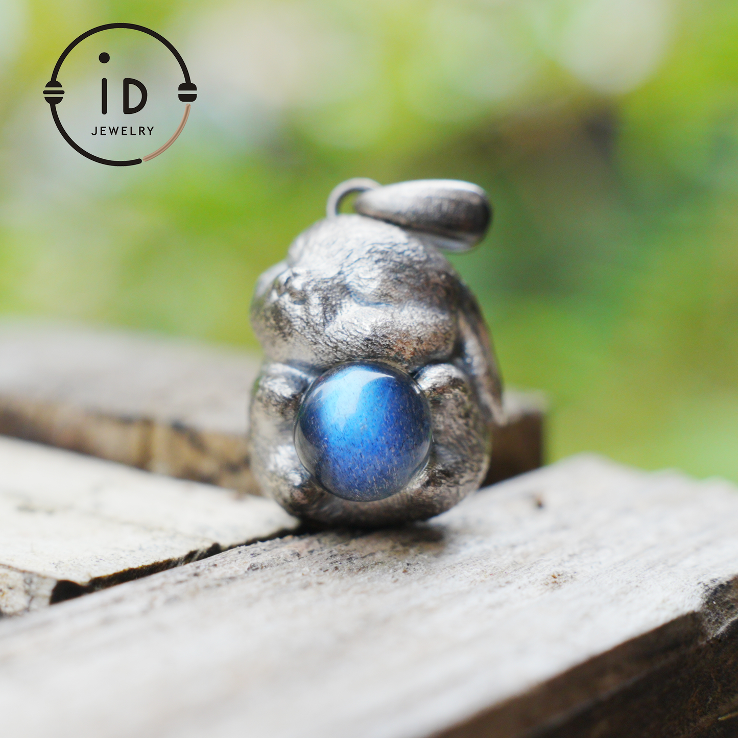 Mondhasen-Halskette aus Sterlingsilber – Wunschanhänger aus blauem Labradorit – Spiritueller Tiertotemschmuck – Süßer Hasenanhänger für inneren Frieden 