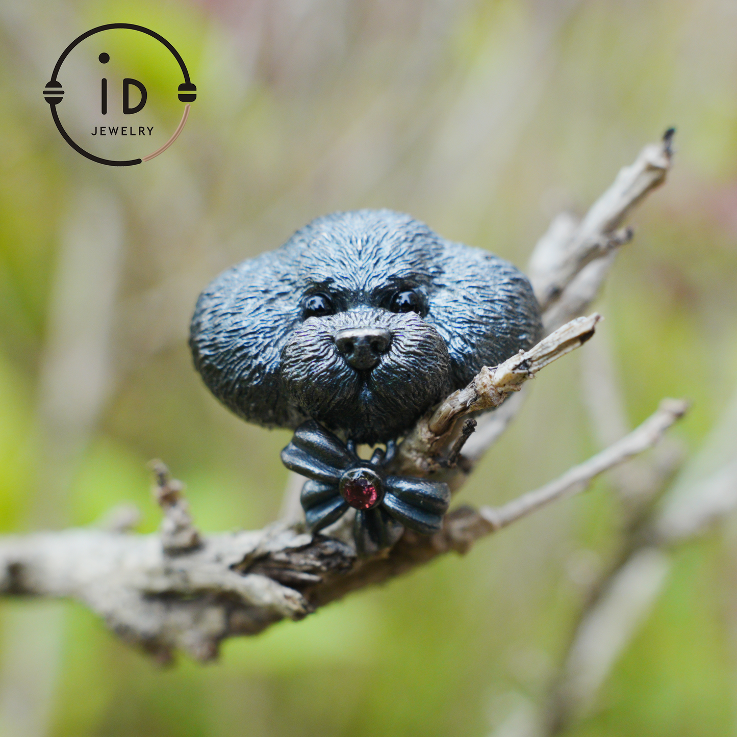 Guardian Dog Pendant, Black Onyx Emotional Amulet, Handmade Fantasy Jewelry, Night Spirit Totem, Storytelling Animal Charm