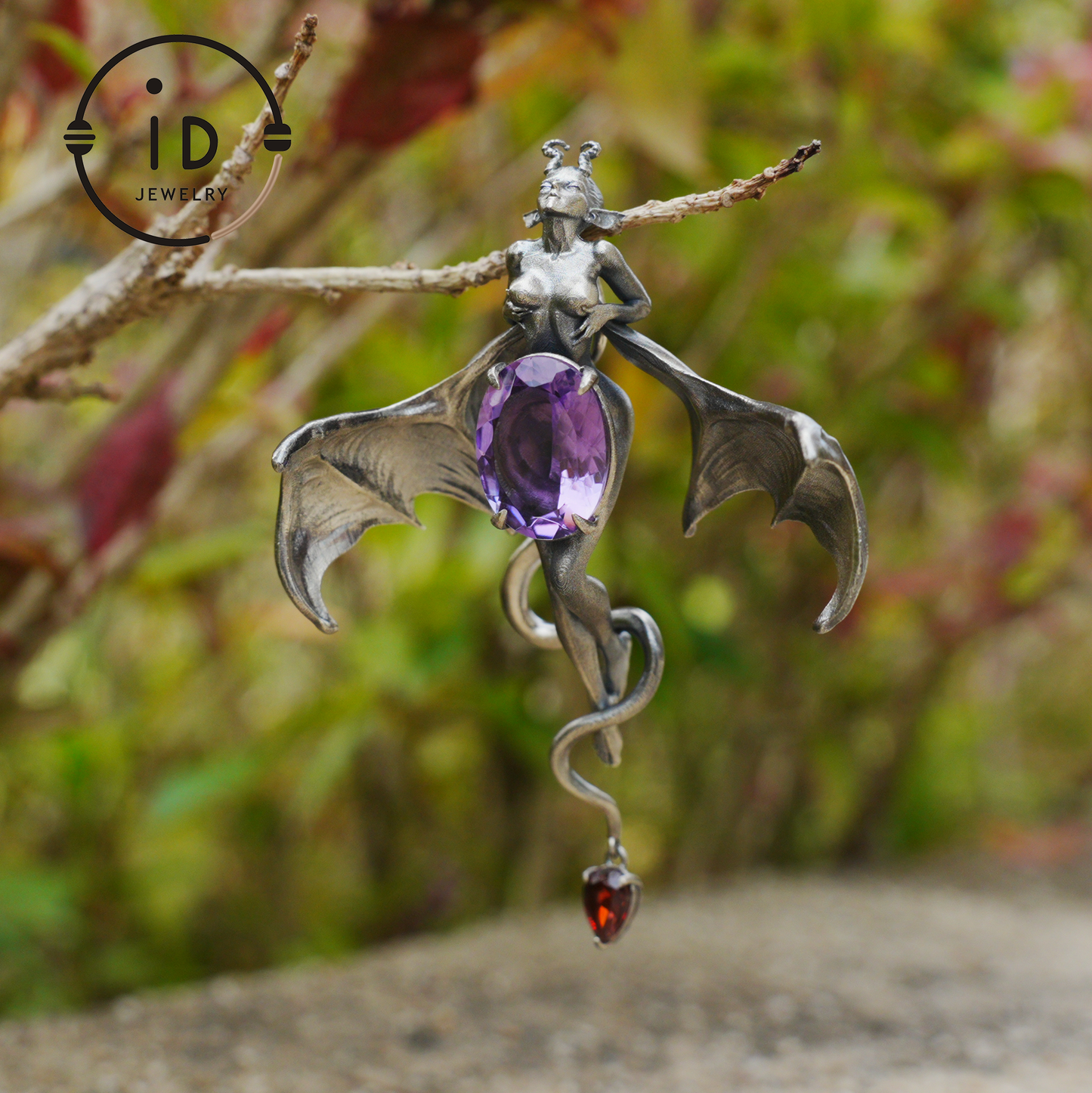 Handcrafted Silver Demon Wing Pendant Necklace | Mystical Banshee Jewelry Symbolizing Strength, Power & Mystery | Unique Gift for Her