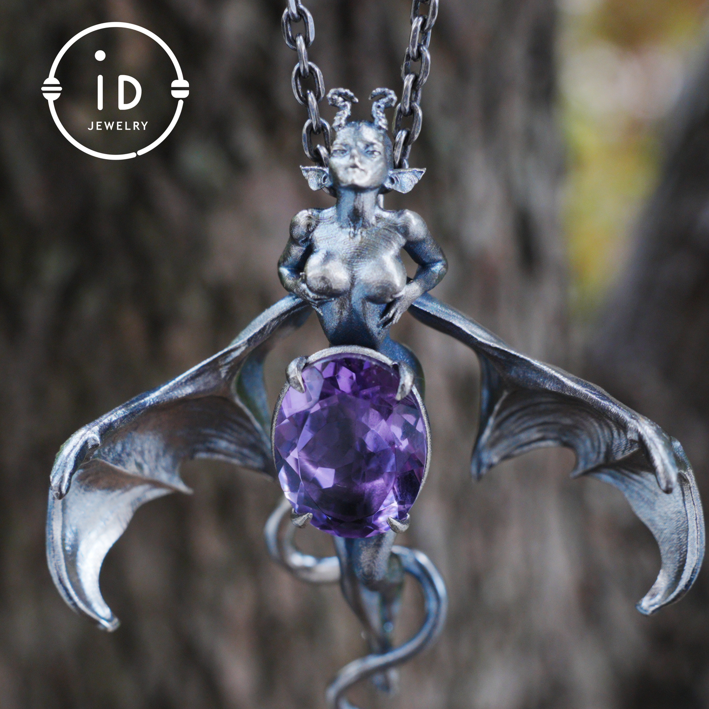Handcrafted Silver Demon Wing Pendant Necklace | Mystical Banshee Jewelry Symbolizing Strength, Power & Mystery | Unique Gift for Her