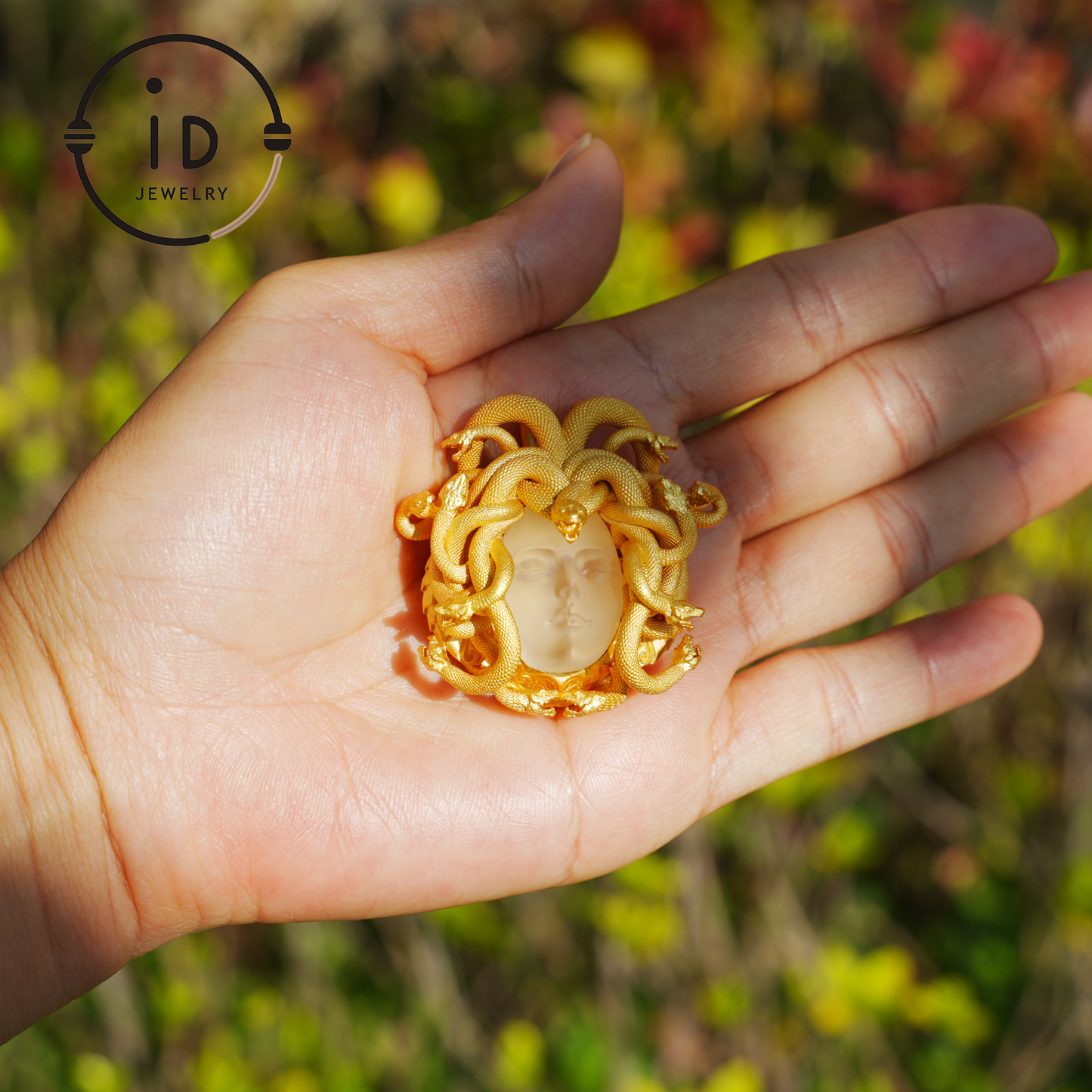 Medusa Pendant | Handmade 925 Silver & White Crystal | Mythical Statement Jewelry