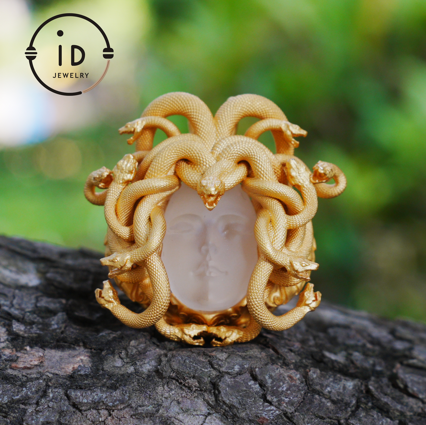 Medusa Pendant | Handmade 925 Silver & White Crystal | Mythical Statement Jewelry