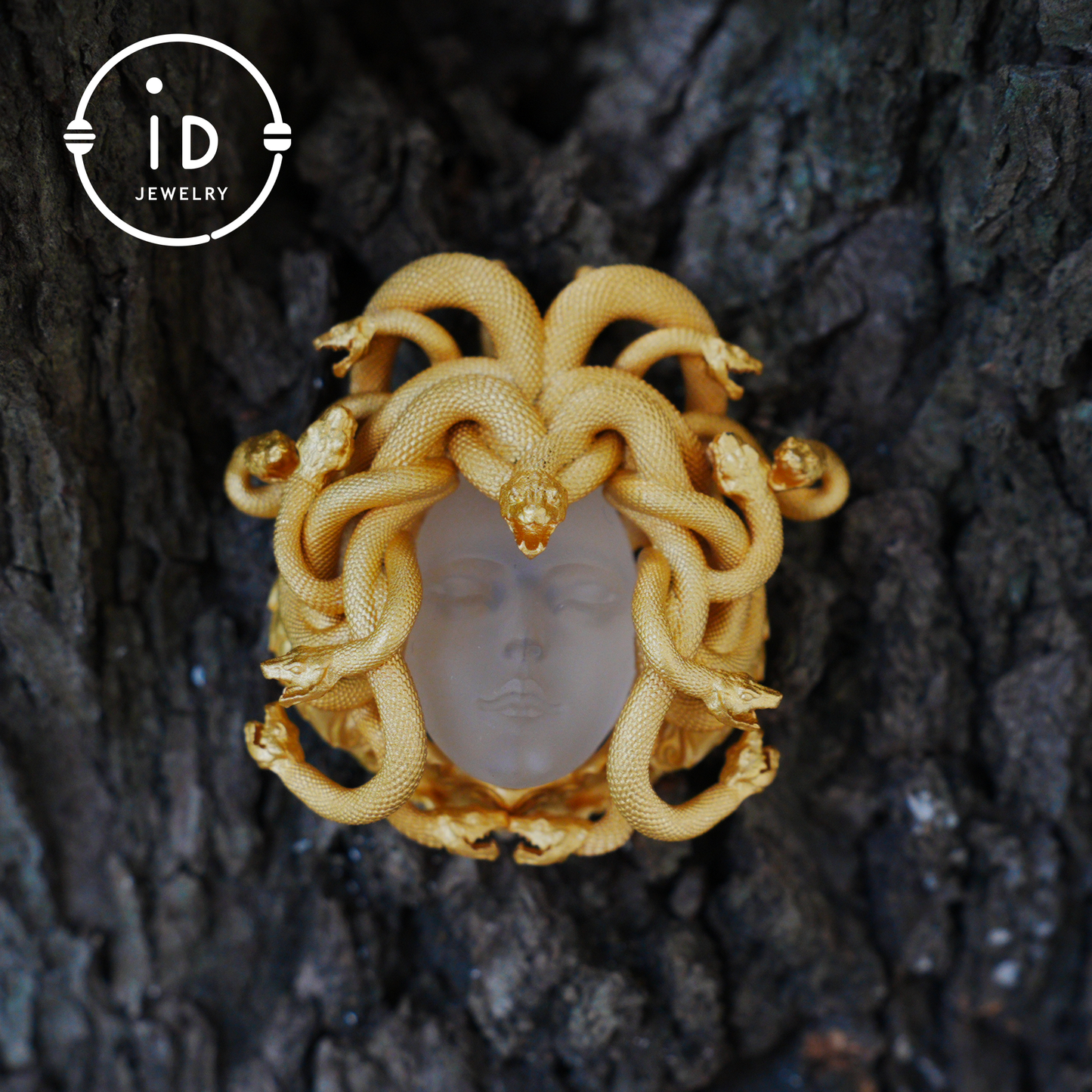 Medusa Pendant | Handmade 925 Silver & White Crystal | Mythical Statement Jewelry