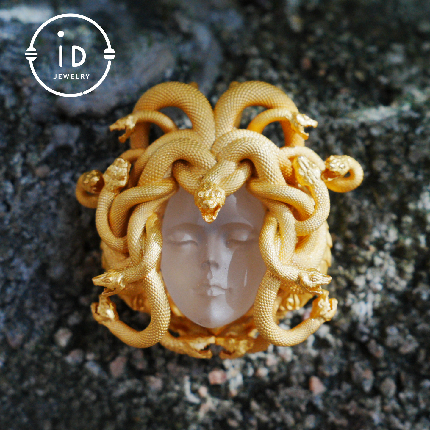 Medusa Pendant | Handmade 925 Silver & White Crystal | Mythical Statement Jewelry