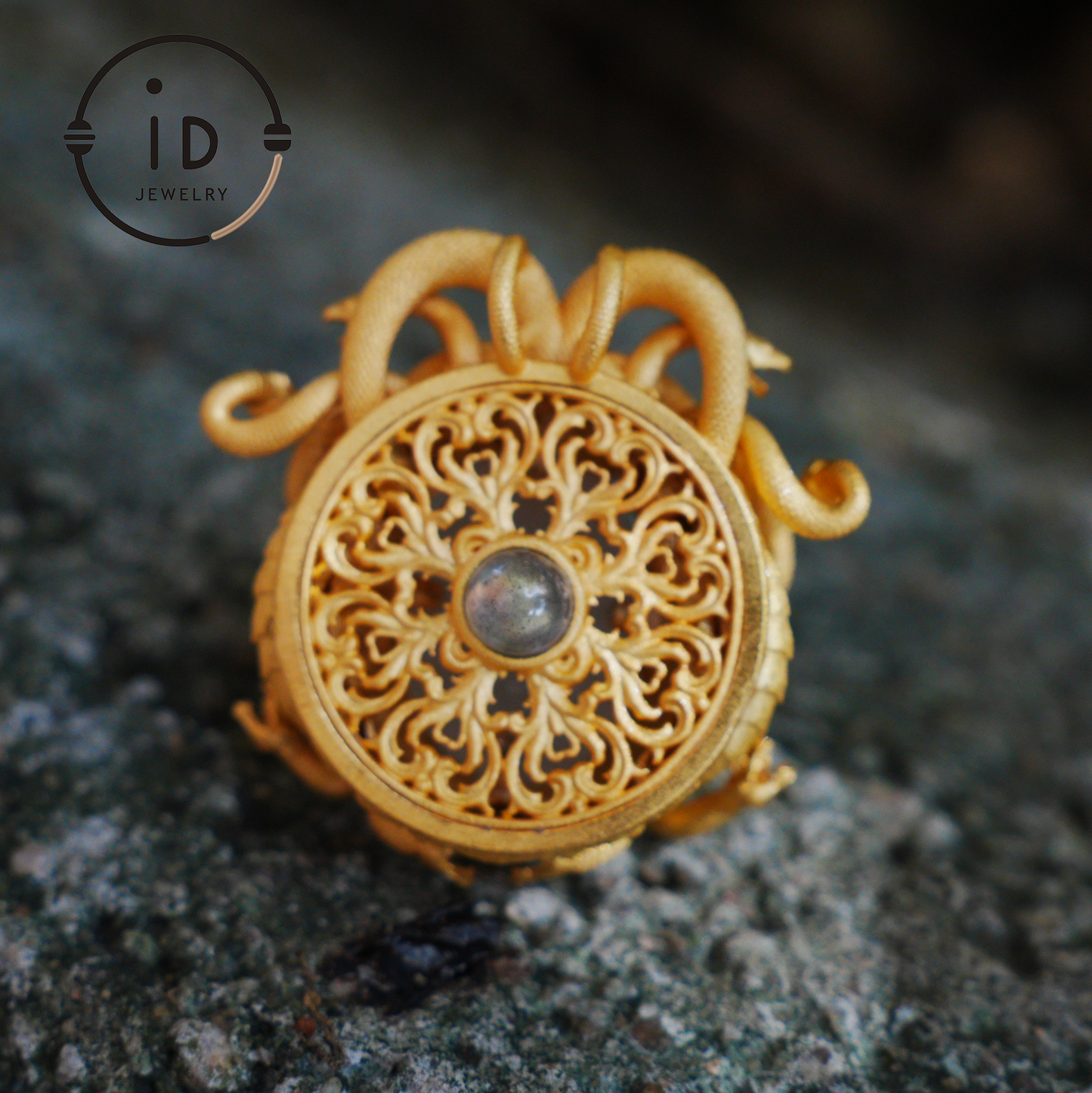 Medusa Pendant | Handmade 925 Silver & White Crystal | Mythical Statement Jewelry