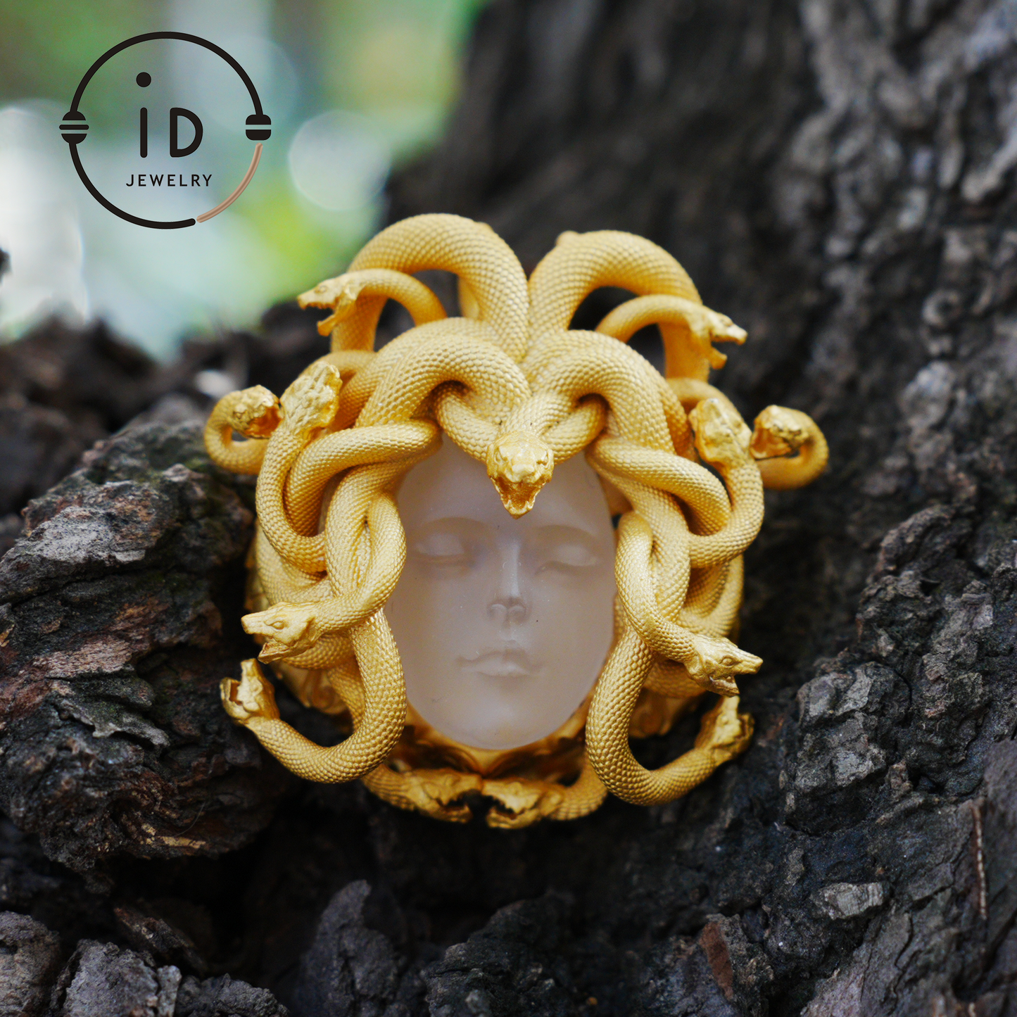 Medusa Pendant | Handmade 925 Silver & White Crystal | Mythical Statement Jewelry