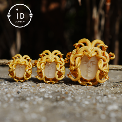 Medusa Pendant | Handmade 925 Silver & White Crystal | Mythical Statement Jewelry