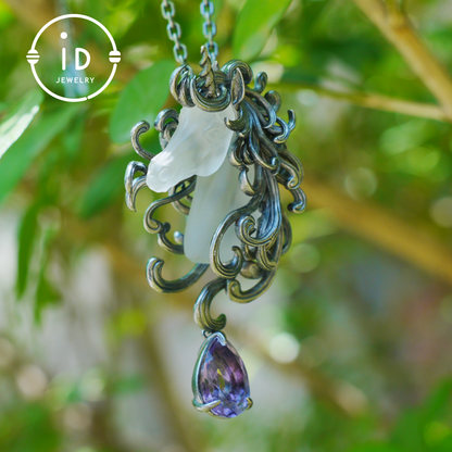Unicorn Totem Necklace | Handmade 925 Sterling Silver | Fantasy/Gothic Gift | Finely Carved Flowing Mane | Couture Artisan Silver Jewelry