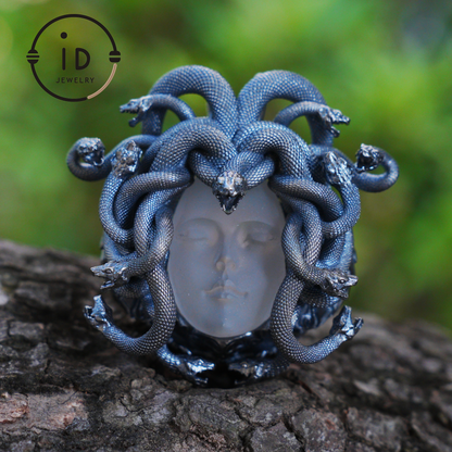 Medusa Pendant | Handmade 925 Silver & White Crystal | Mythical Statement Jewelry