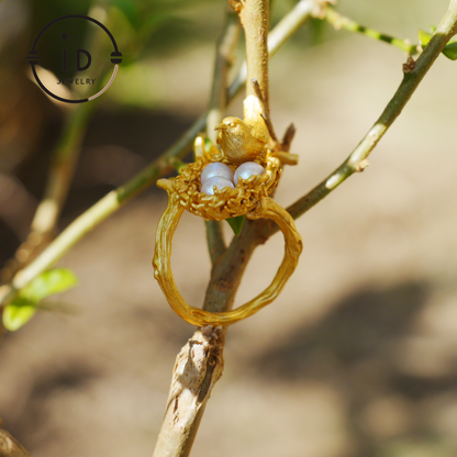 Adjustable Pearl Ring in Oxidized Silver or Gold Plated 925 Silver, Branch Design Fairytale Jewelry, Gift for Her, Mother's Day, Birthday
