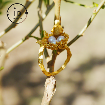 Adjustable Pearl Ring in Oxidized Silver or Gold Plated 925 Silver, Branch Design Fairytale Jewelry, Gift for Her, Mother's Day, Birthday