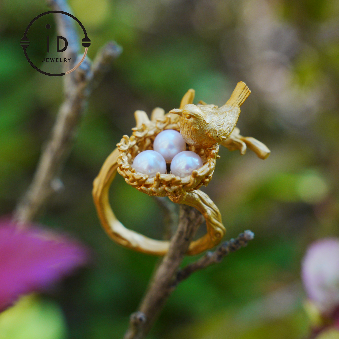 Adjustable Pearl Ring in Oxidized Silver or Gold Plated 925 Silver, Branch Design Fairytale Jewelry, Gift for Her, Mother's Day, Birthday
