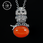 Eulenkette im Natur-Stil | Handgefertigtes 925er Sterlingsilber | Karneol-Cabochon &amp; Onyx-Augen | Feine Federgravur | Handgefertigtes Geschenk