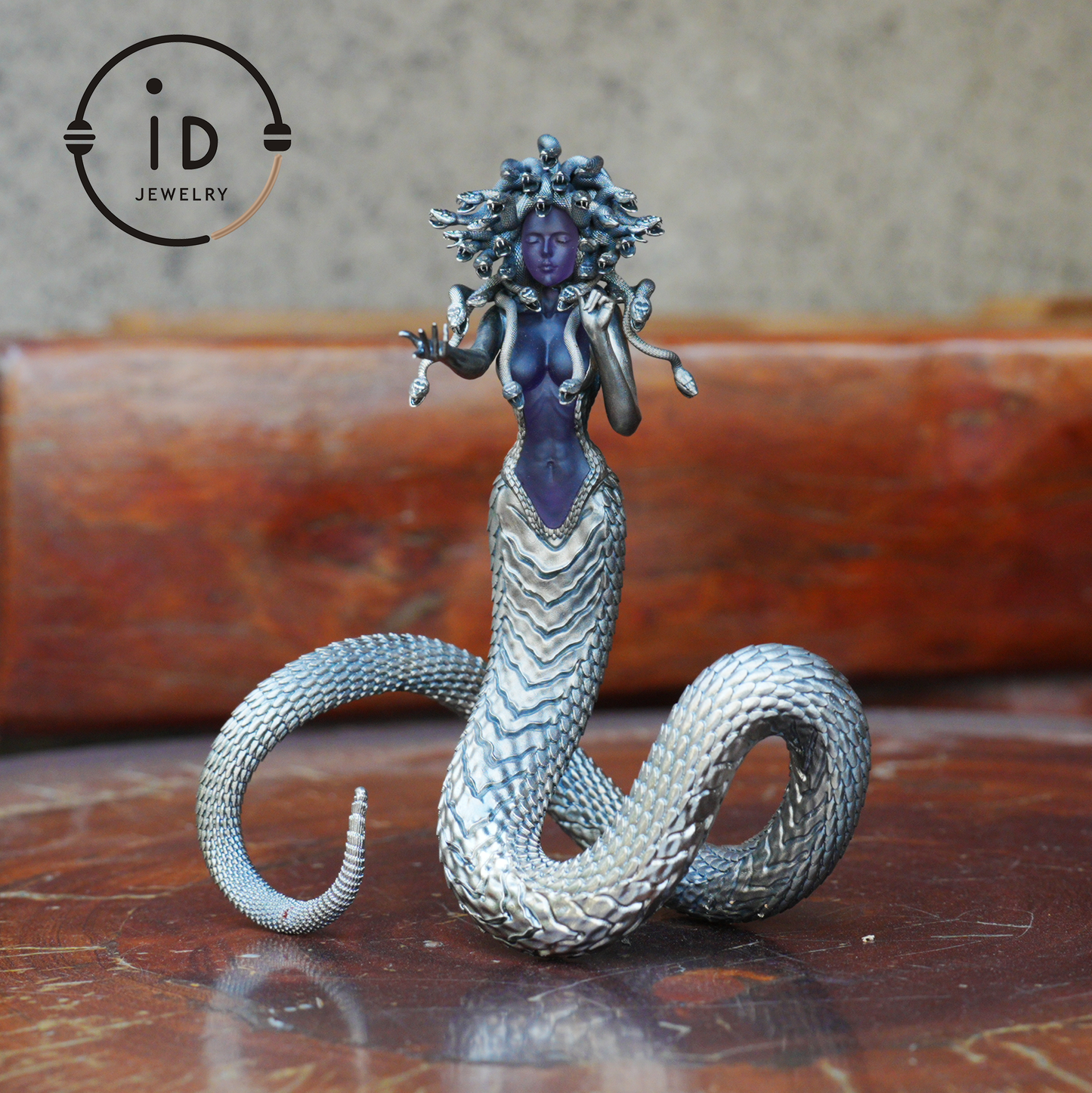 Silver Amethyst Serpent Woman Pendant & Figurine, Handmade Gothic Totem Art Object, Wearable or Display, Unique Gift Idea