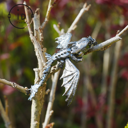Fantasy-Drachen-Anhänger mit Emaille-Finish, handgefertigter, zahnloser Schmuck, einzigartiges Geschenk für Drachenzähmen leicht gemacht-Fans 